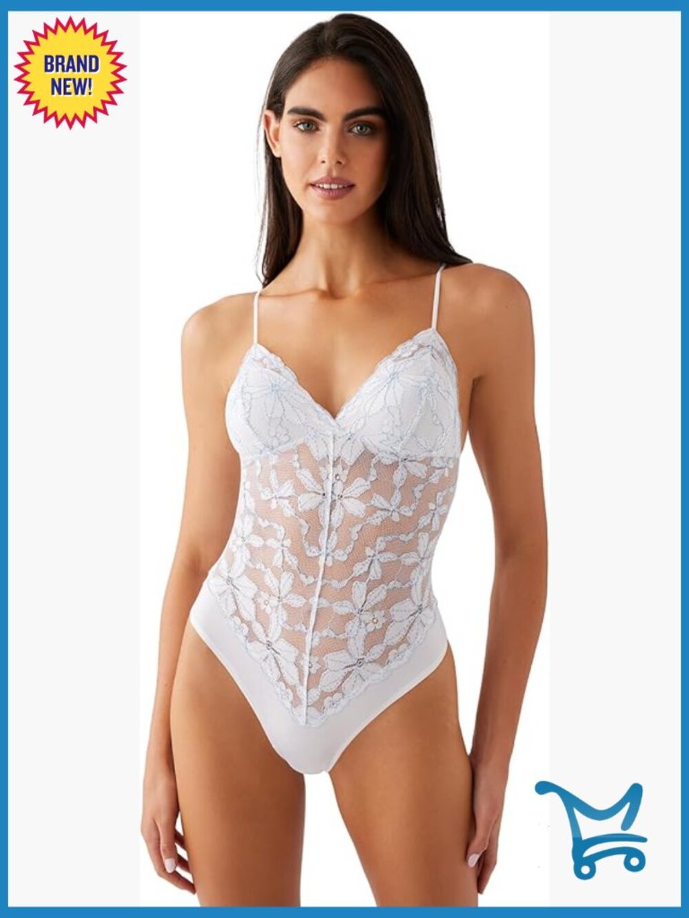 Floral Lace Thong Bodysuit Sweetheart Neck Pull On Adjustable Straps